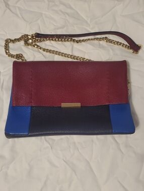 Ted Baker London Maroon, Blue & Black Leather Chain Shoulder Bag